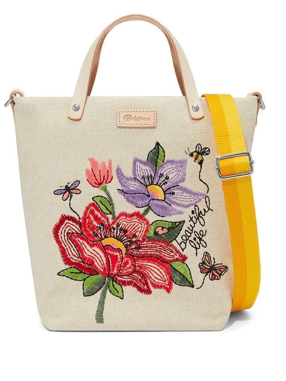 Brighton Beautiful Life Embroidered Canvas Tote Crossbody Bag NWT
